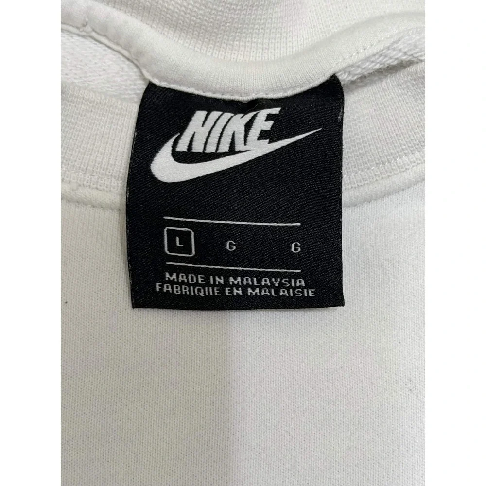 Nike Mens Just Do It Crewneck Sweatshirt White Graphic Fleece Pullover Size L